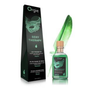 Комплект для игр Orgie Lips Massage (съедобное масло, перо), 100мл